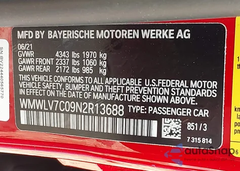 2022 Mini Clubman Cooper S z USA, uszkodzony, nr VIN WMWLV7C09N2R13688